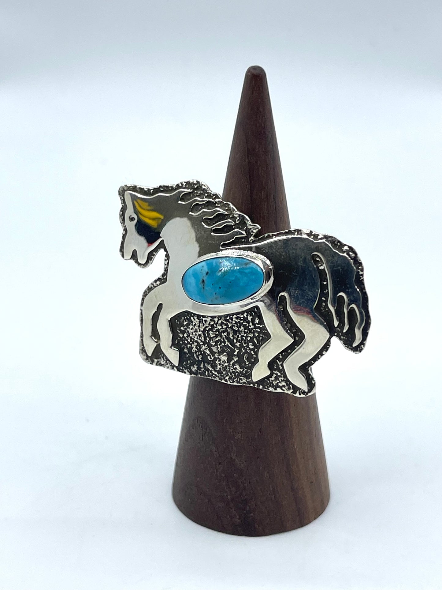 8.5 Kingman Turquoise Horse Ring by Marie Jackson, Navajo