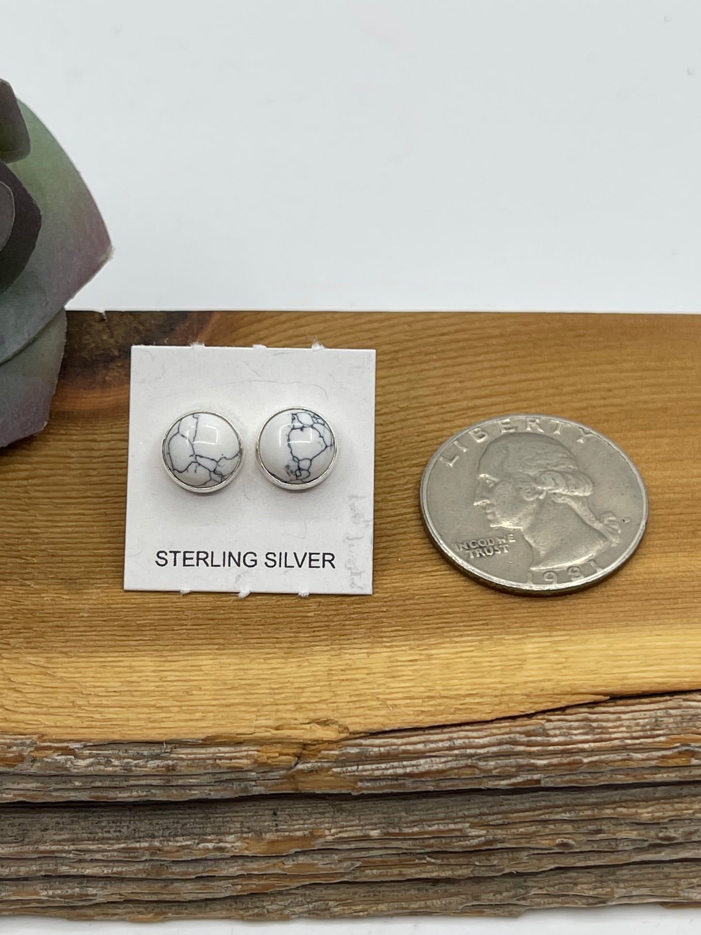 8.5mm Howlite Circle Post Earrings