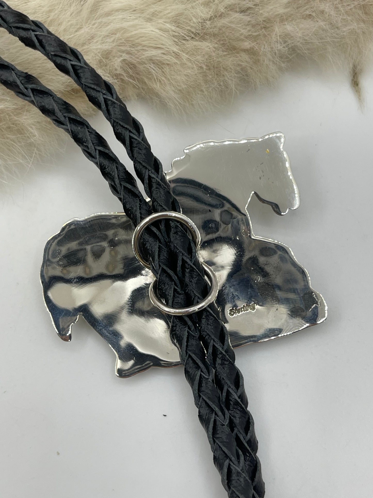 Kingman Turquoise Horse Bolo by Marie Jackson, Navajo