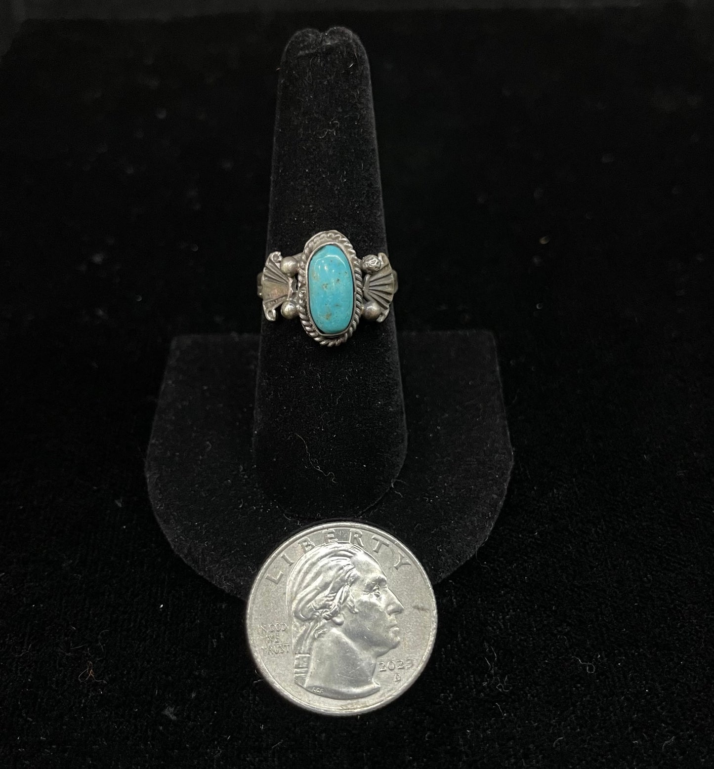 Kingman Turquoise Ring by Alice Sanders, Navajo