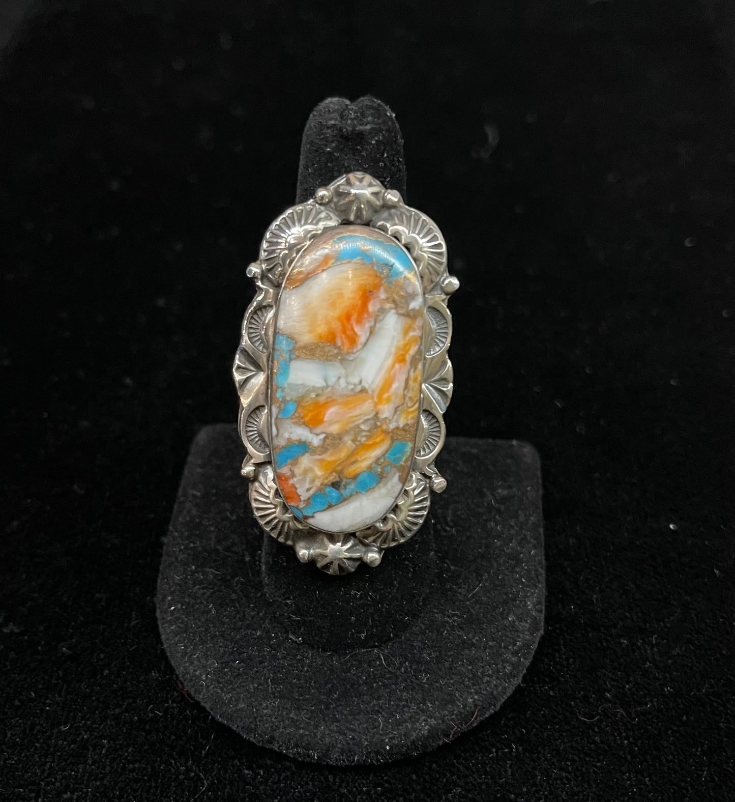 8.0 Spiny Turquoise Ring by Emerson Delgarito, Navajo