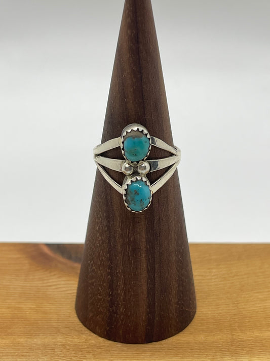 6.0 2 Stone Turquoise Ring, Navajo