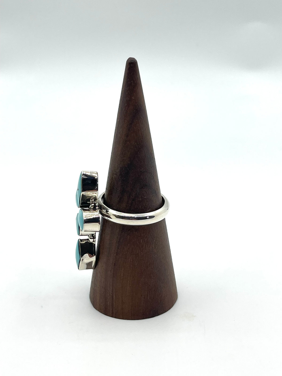 9.0 Turquoise Cross Ring by Running Bear, Navajo