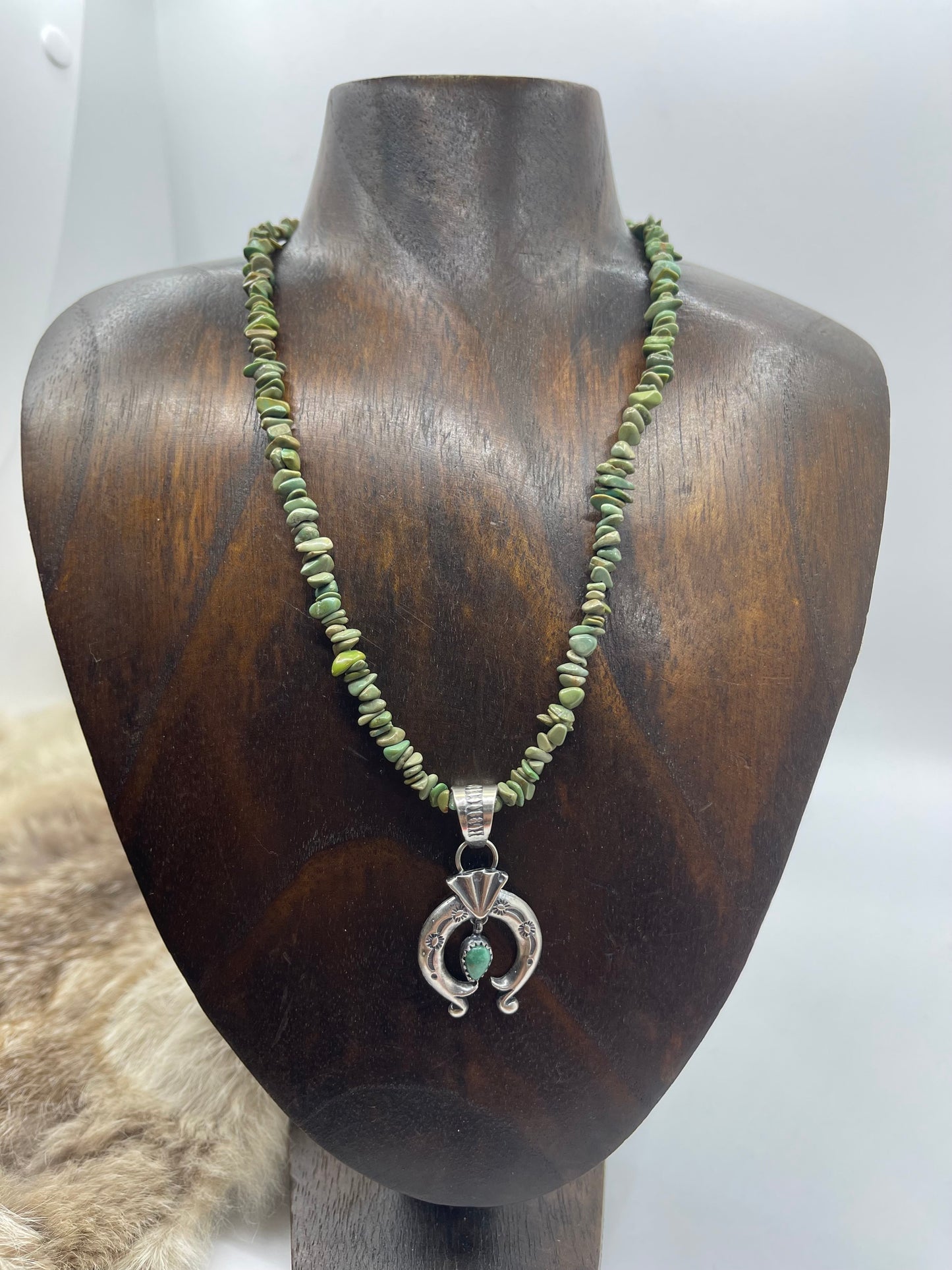 16" Royston Turquoise Necklace & Naja Pendant by Sharon McCarthy, Navajo