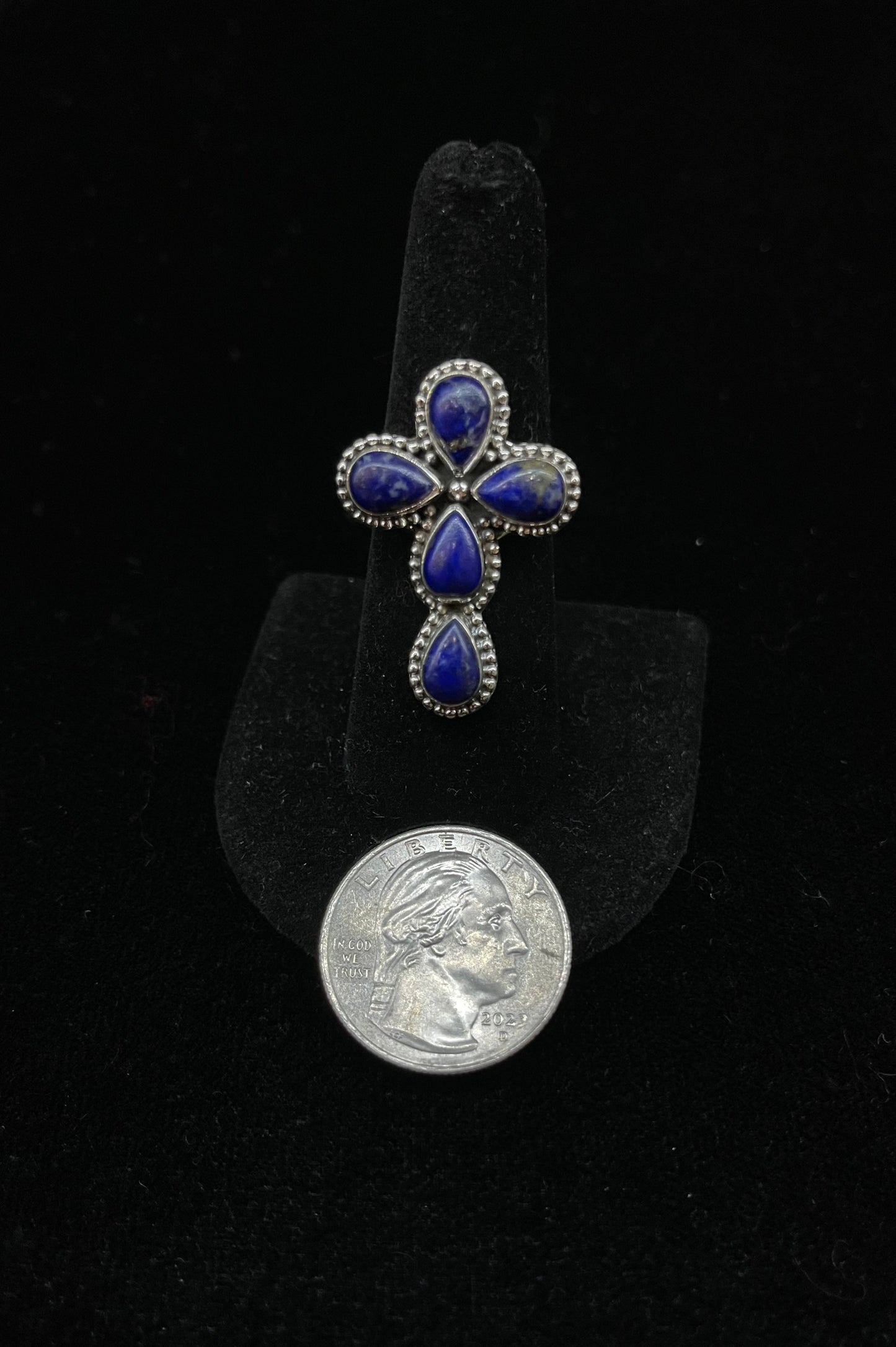 Lapis Cross Ring