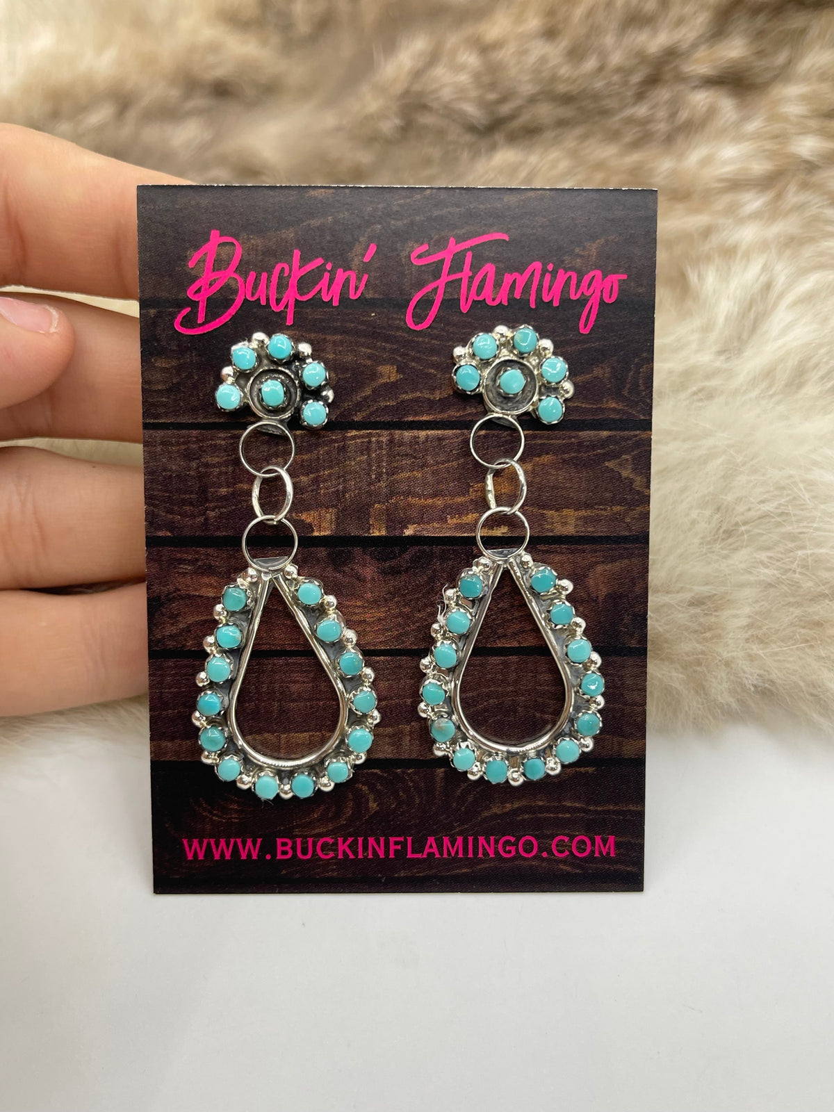 Zuni Snake Eye Teardrop Cluster Post Earring by Joanne Cheama, Zuni