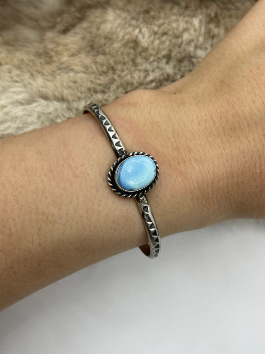 5.5"-7" Single Stone Golden Hills Turquoise Cuff by Donovan Skeet, Navajo
