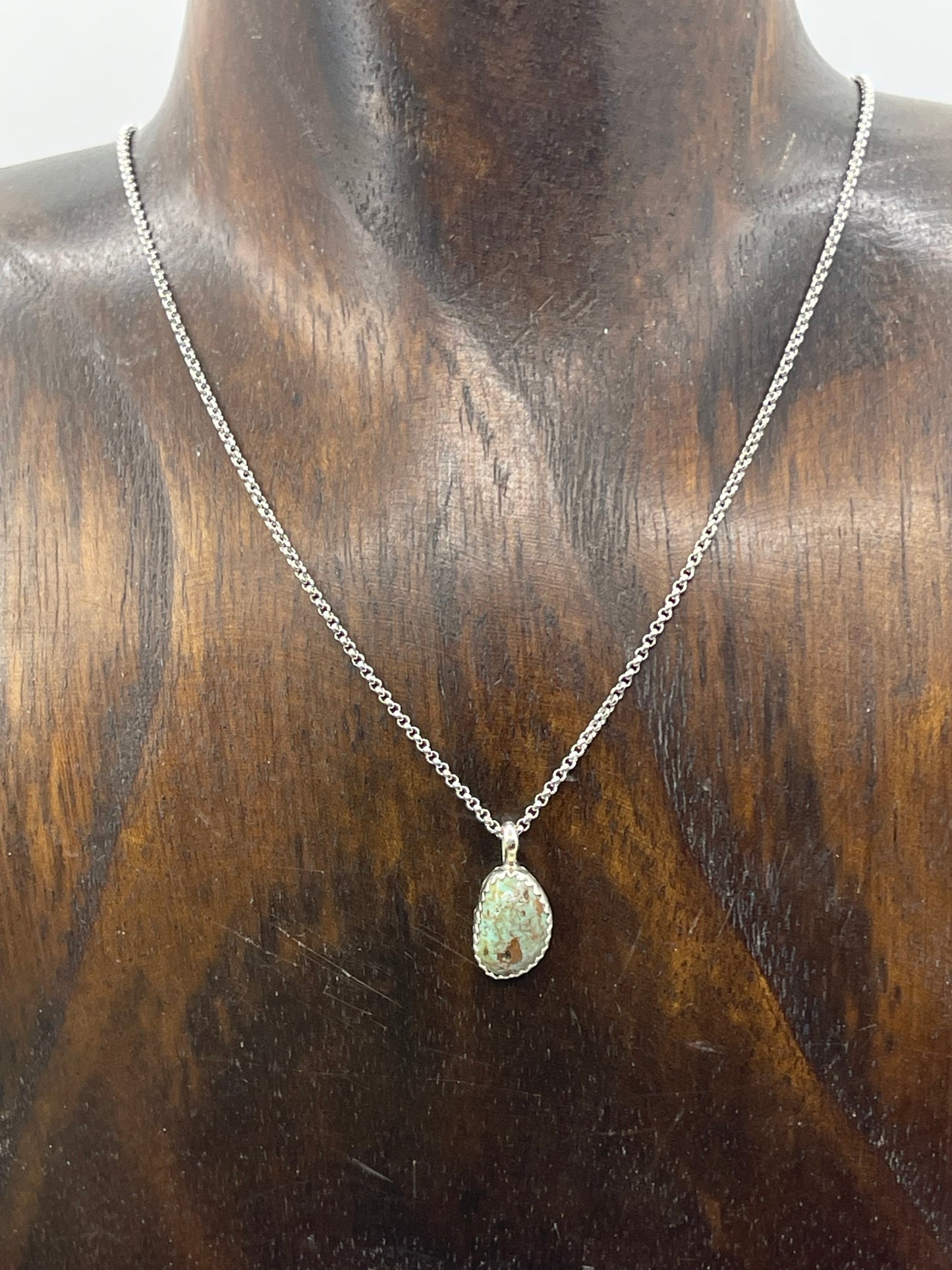 18" Small Natural Turquoise Stone Necklace by Dorothy Yazzie, Navajo