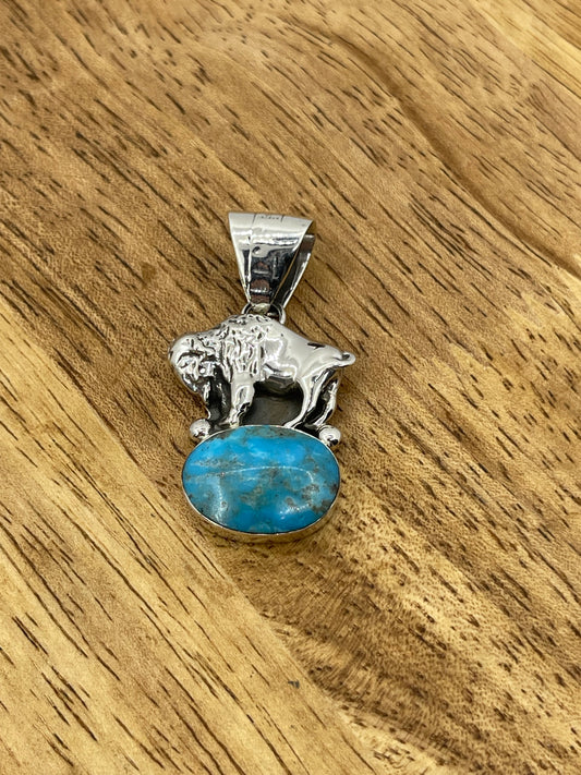 Turquoise Buffalo Pendant with  7.3mm Bale by Arthur Bruggeman, Navajo (Matrix Varies)