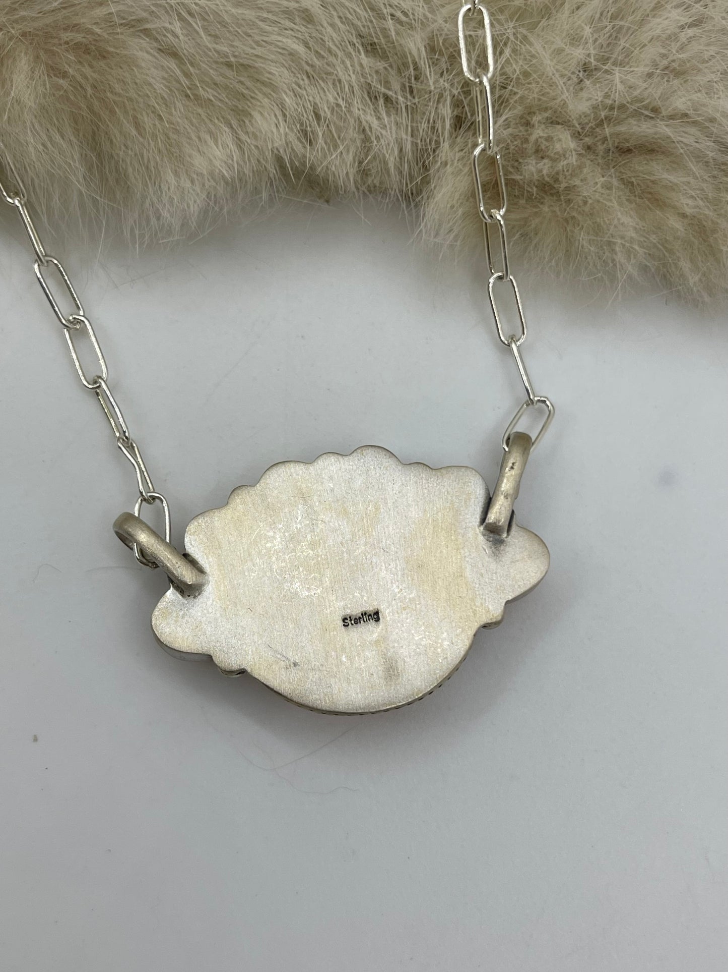 16" Orange Spiny Oyster Shell Half Cluster Necklace