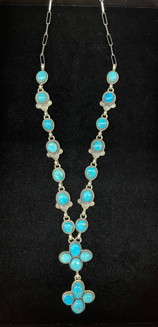 Kingman Turquoise Cluster Lariat by Zia