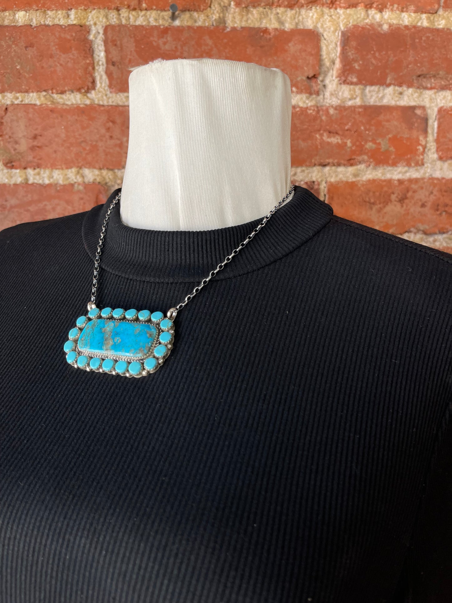 16" Kingman Cluster Rectangle Necklace by Larry Etsitty, Navajo