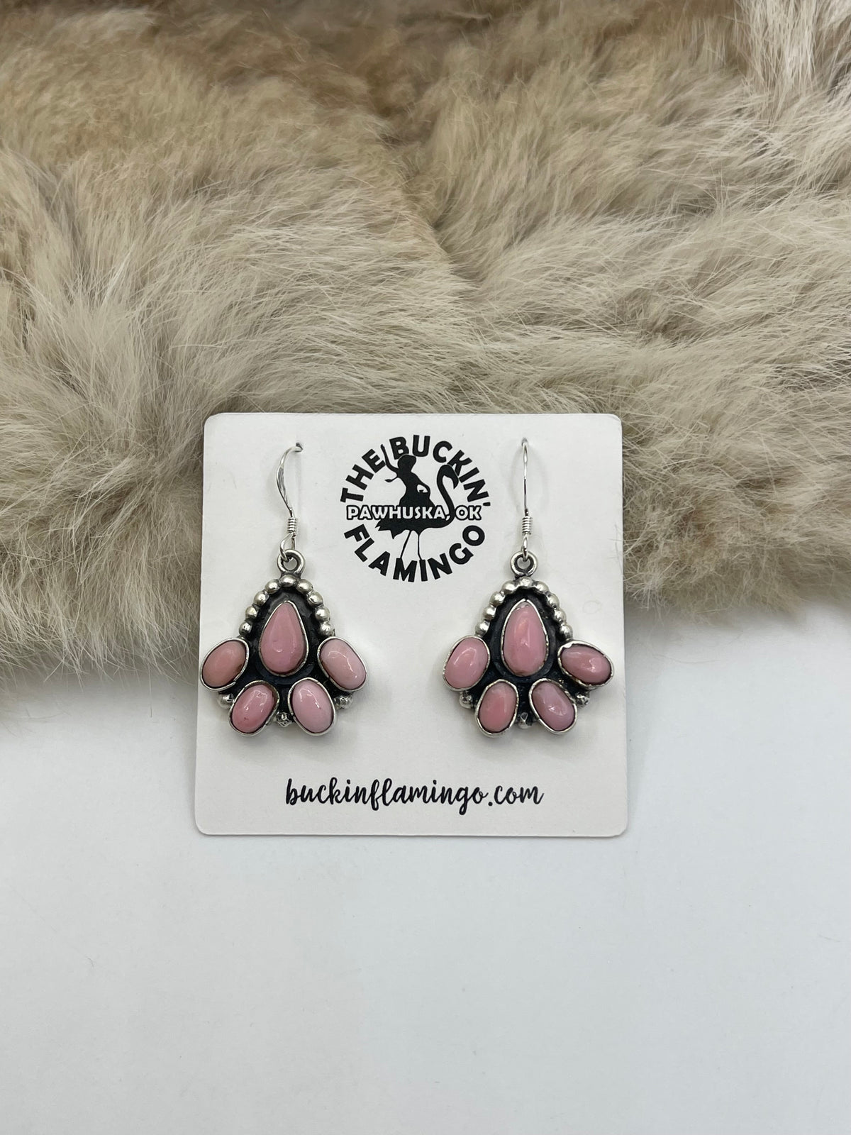 Pink Conch Shell Earrings by Gary Shorty, Navajo