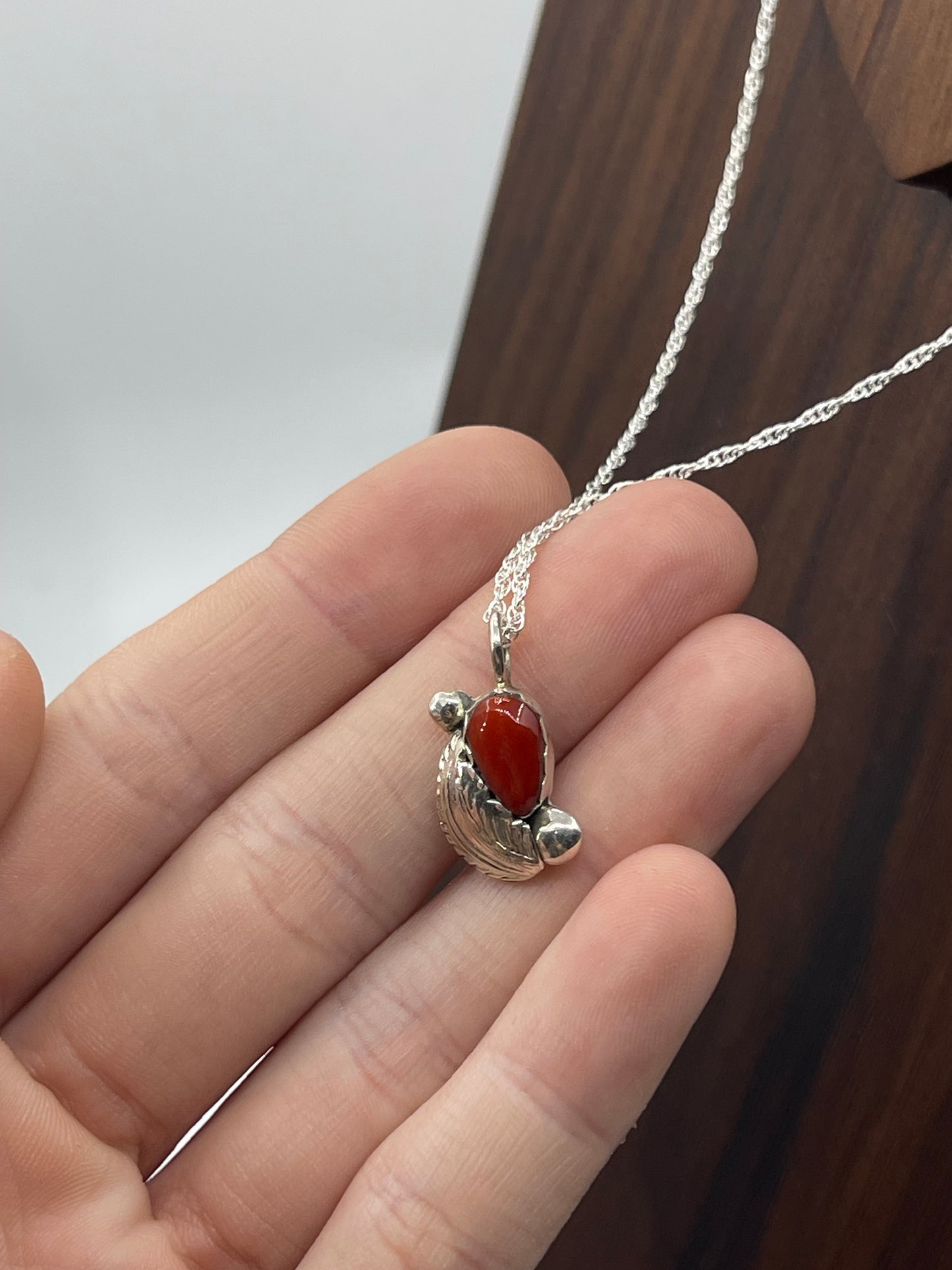 18" Red Coral Necklace by Carmelita and Dan Simplicio, Zuni