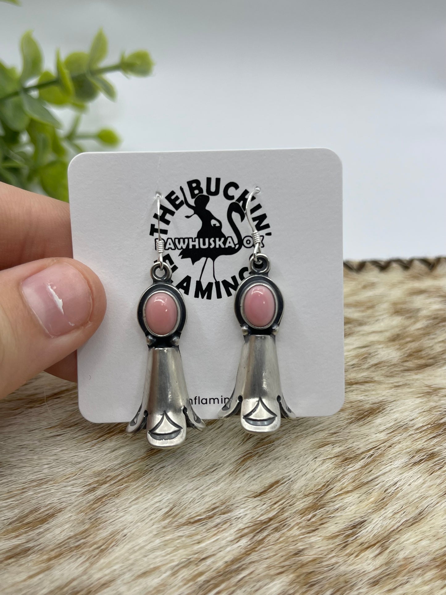 Small Blossom Dangles with Pink Conch Shell Earrings