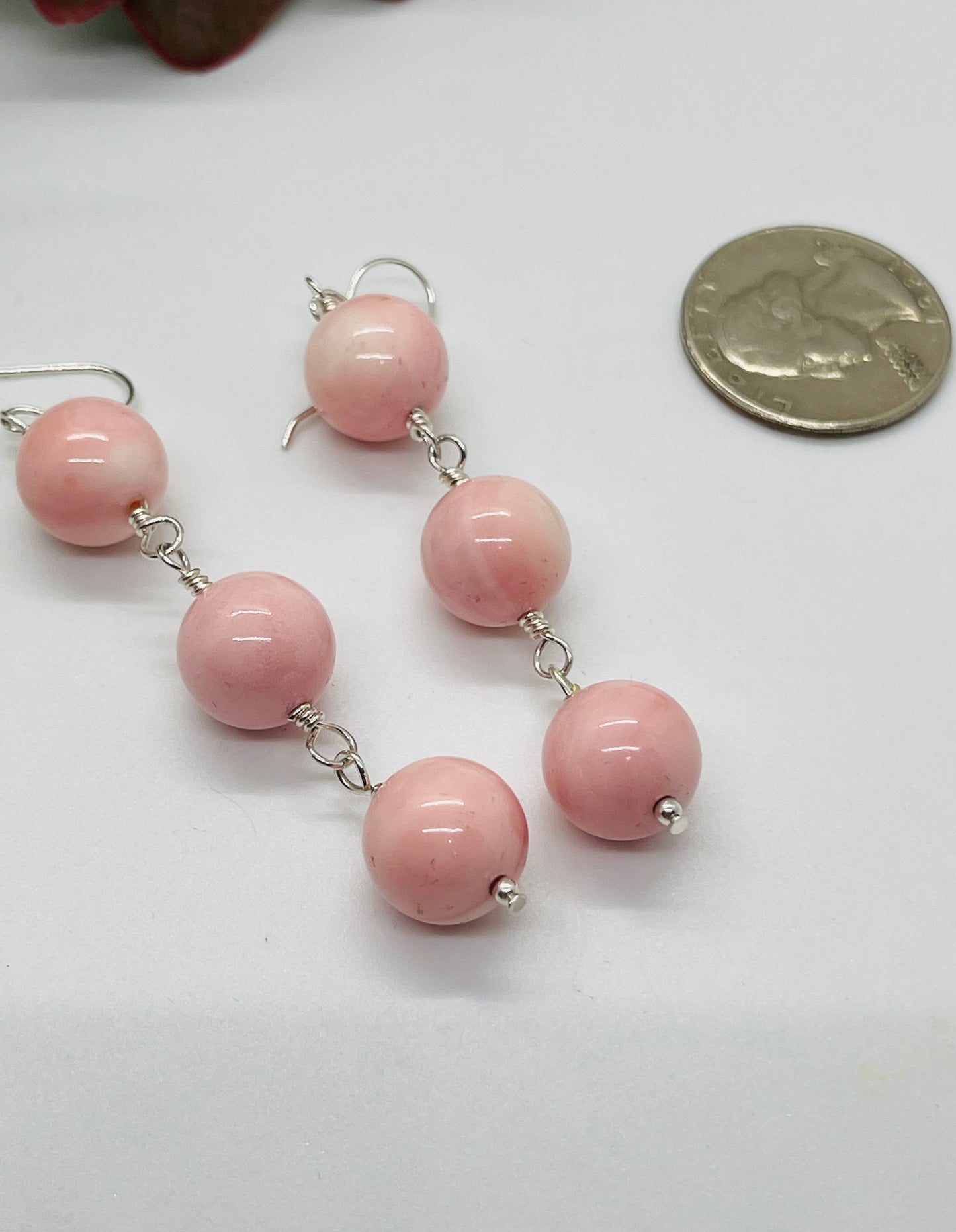 12mm Pink Conch Shell Dangle Earrings