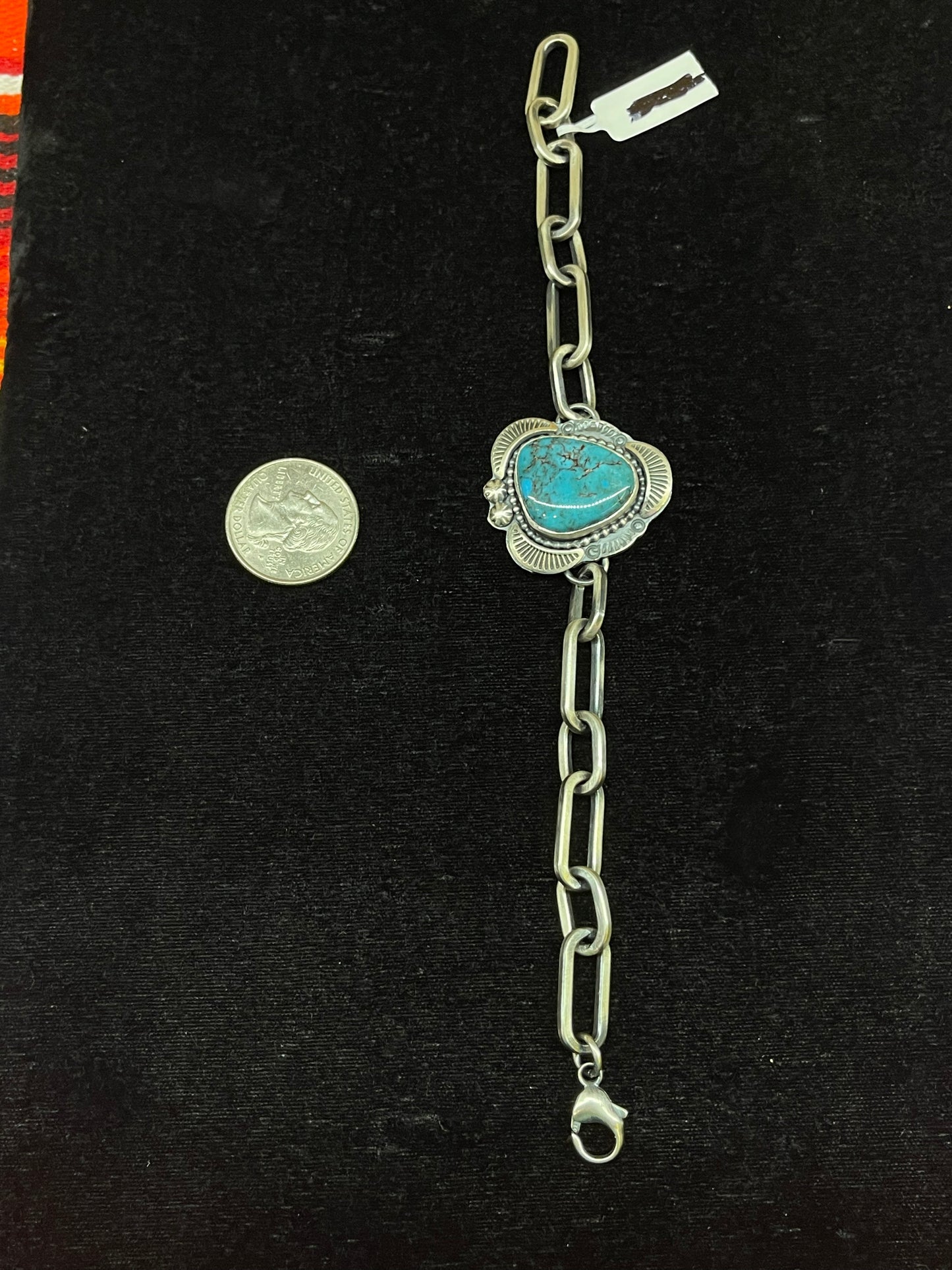 Kingman Turquoise Paperclip Chain Bracelet
