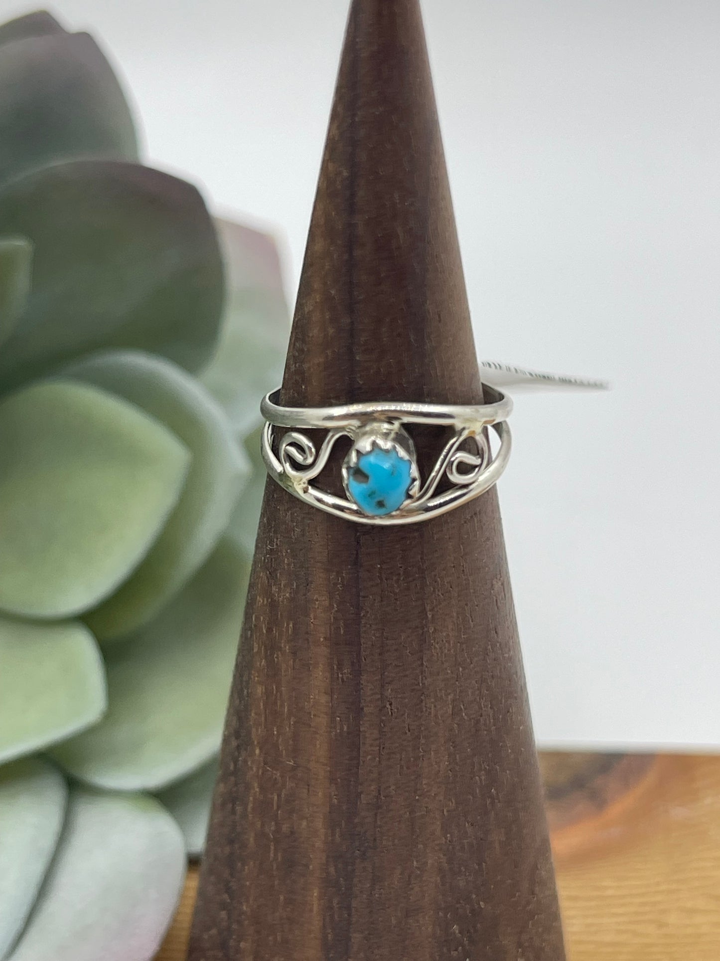 Turquoise Oval Baby Ring by Judy Lincoln, Navajo
