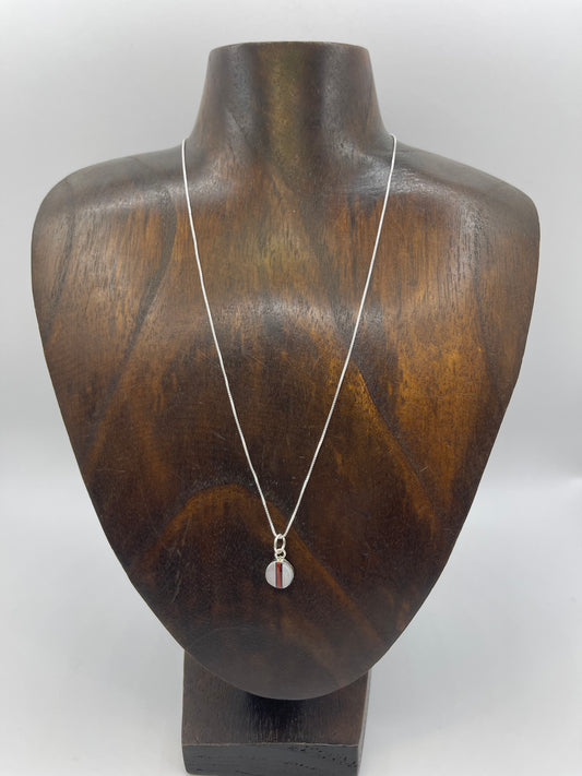 18" Mother of Pearl & Coral Inlay Necklace by James Cheana, Zuni
