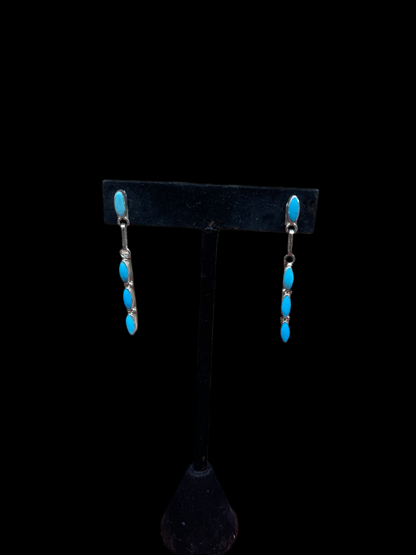 Sleeping Beauty Turquoise Thin Dangles by Shannon Concho, Zuni