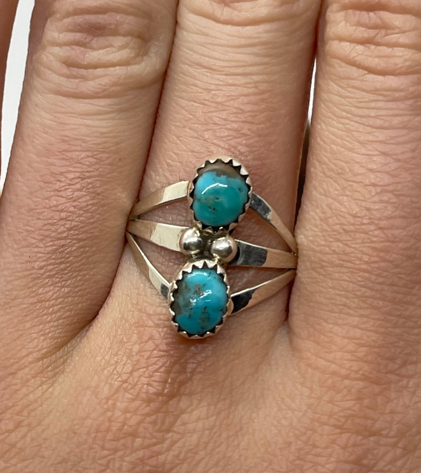 6.0 2 Stone Turquoise Ring, Navajo