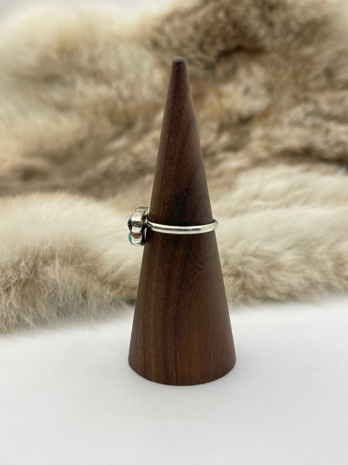 5.5 Half Cluster Inlay Turquoise Ring by Velda Nastacio, Zuni