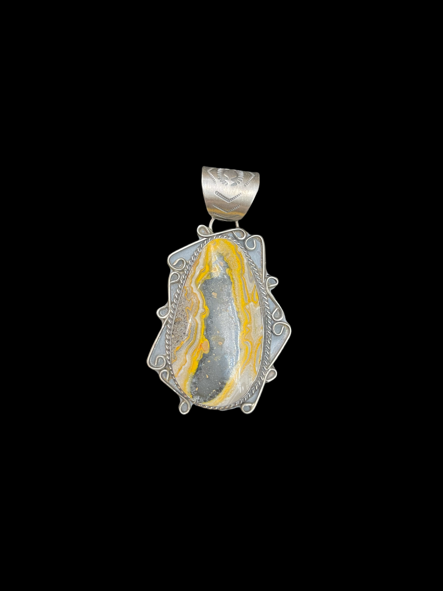 Bumble Bee Jasper Pendant by T. Nez Sr., Navajo