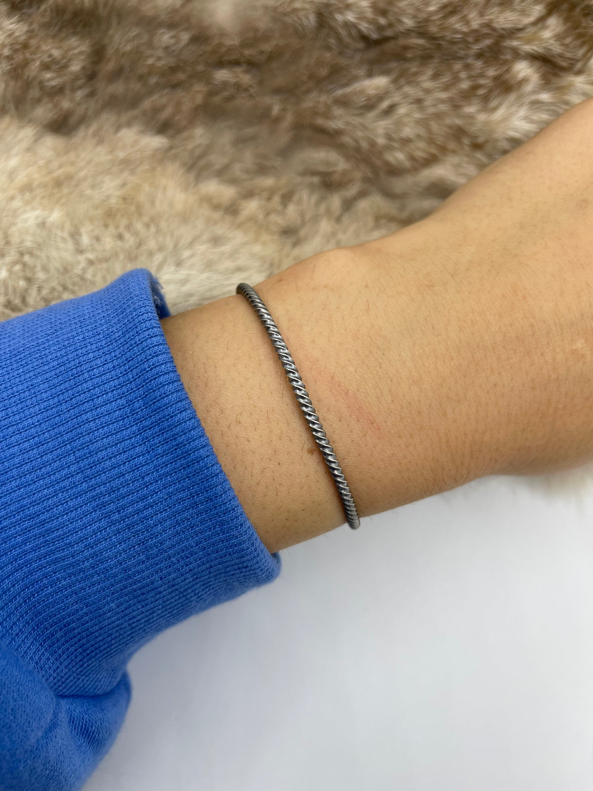 5.5”-7” Twisted Wire Stacker Cuff by Tyrell Jim, Navajo