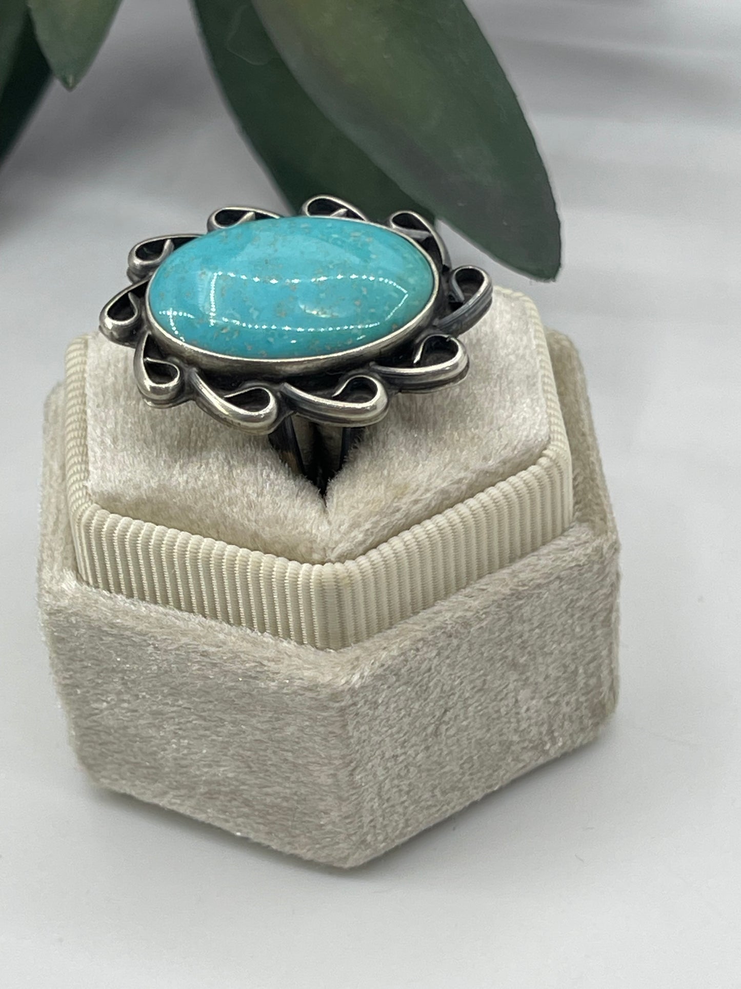 7.0 Pilot Mountain Turquoise Ring by Betta Lee, Navajo