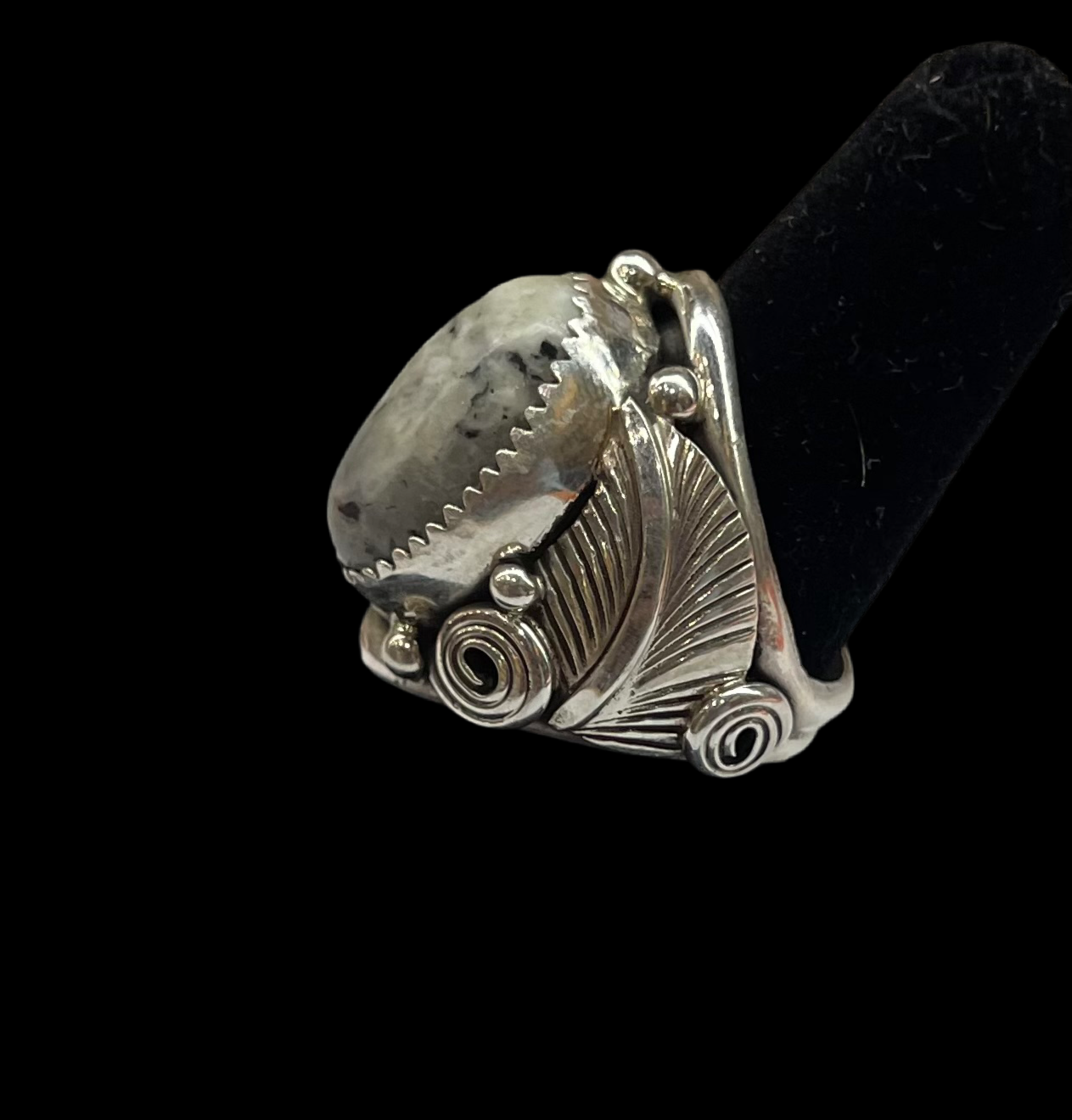 6.5 White Buffalo Ring by Darrell Morgan, Navajo