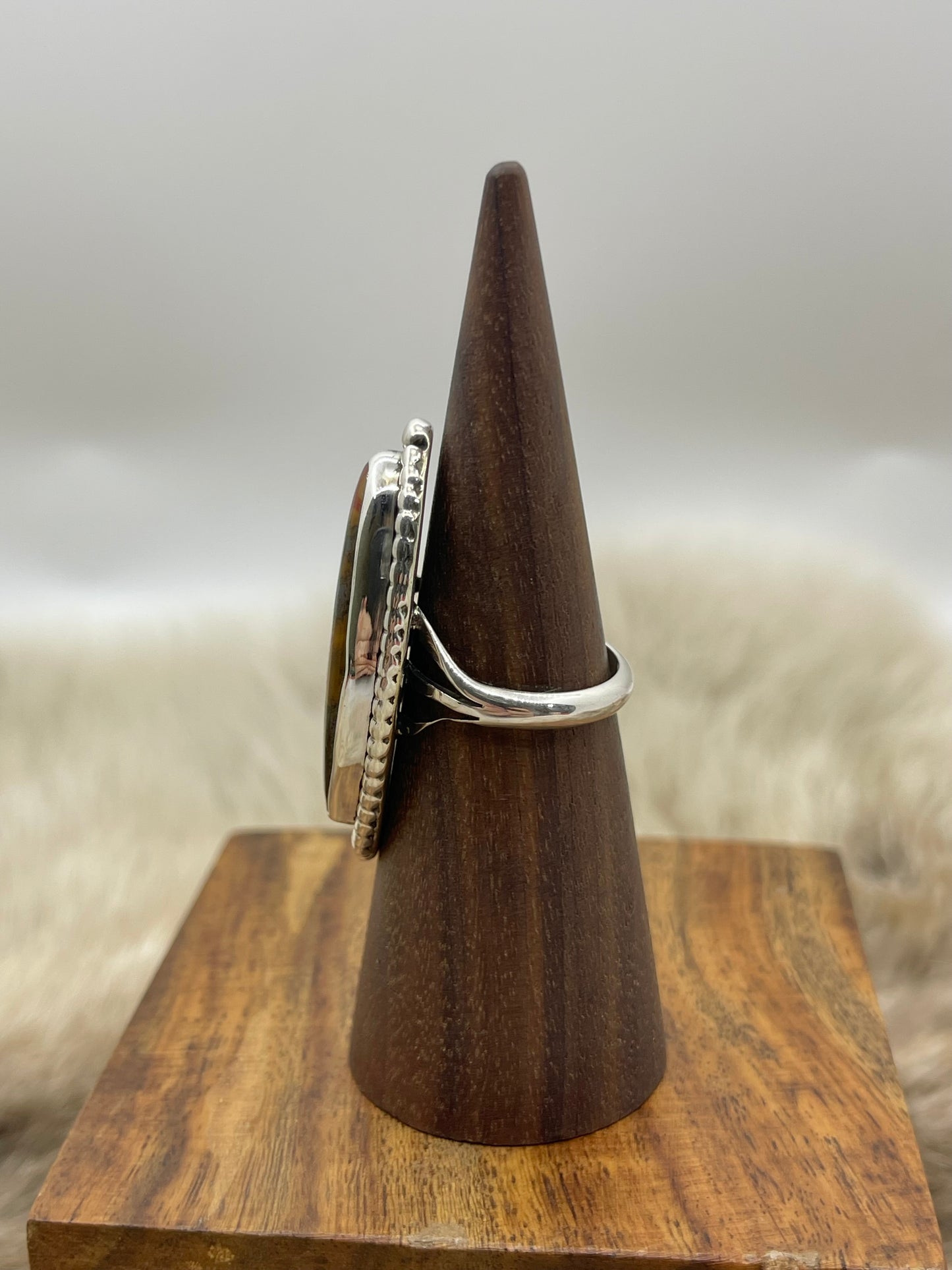 8.0 Crazy Lace Agate Ring By Joelias Draper, Navajo