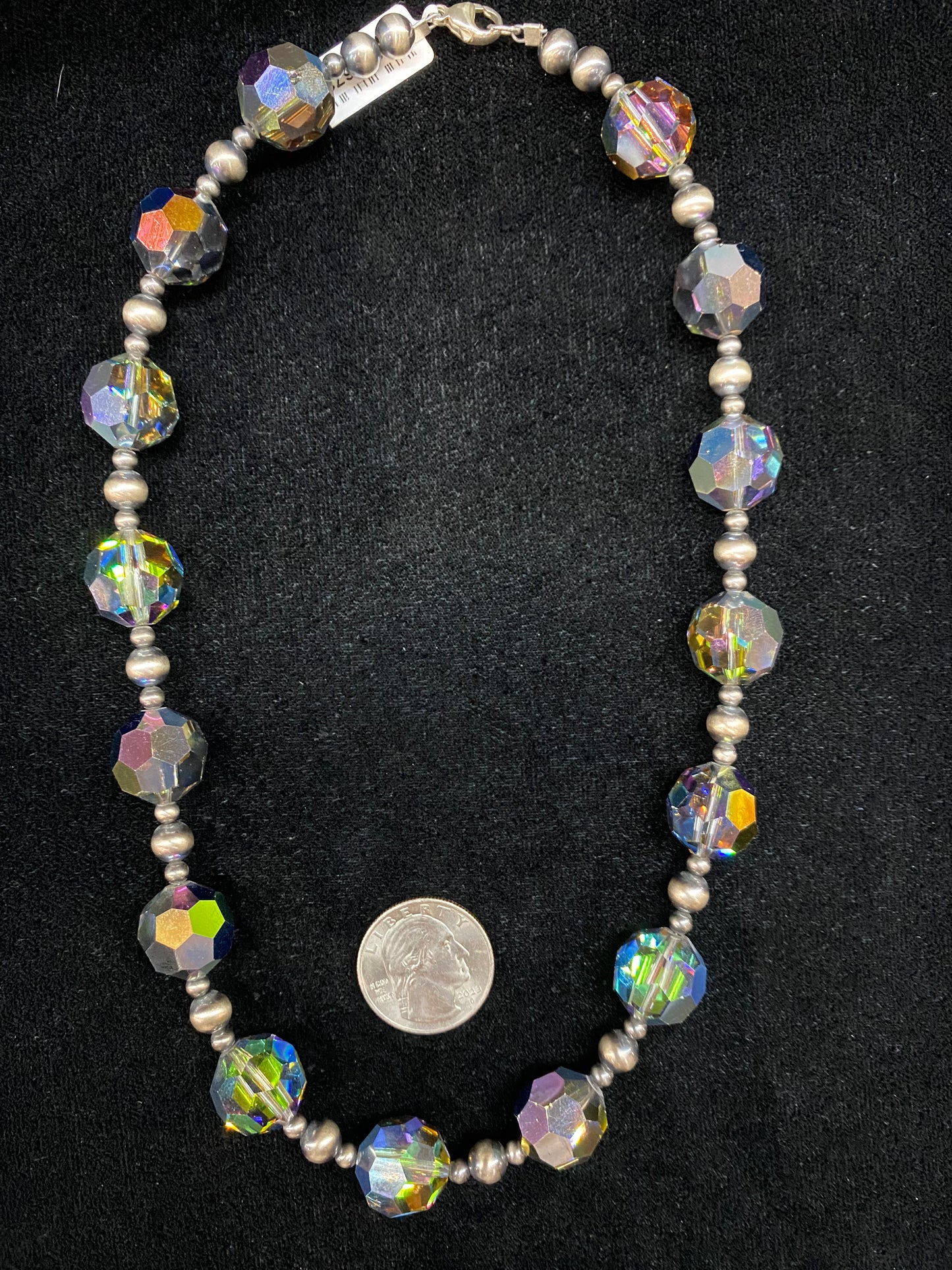 Iridescent Crystals and Navajo Pearls Necklace
