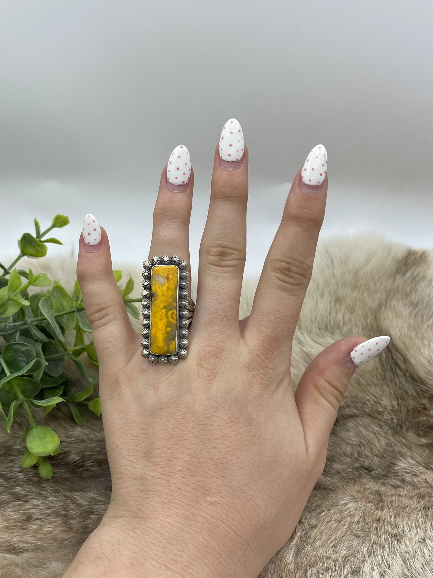 10.0 Bumblebee Jasper Rectangle Ring