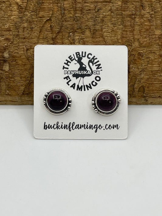 Purple Spiny Oyster Center Post Earrings