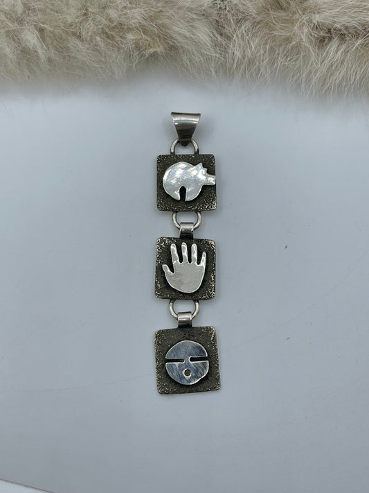 Triple Dangle Mini Petroglyph Pendant by Alex Sanchez, Navajo