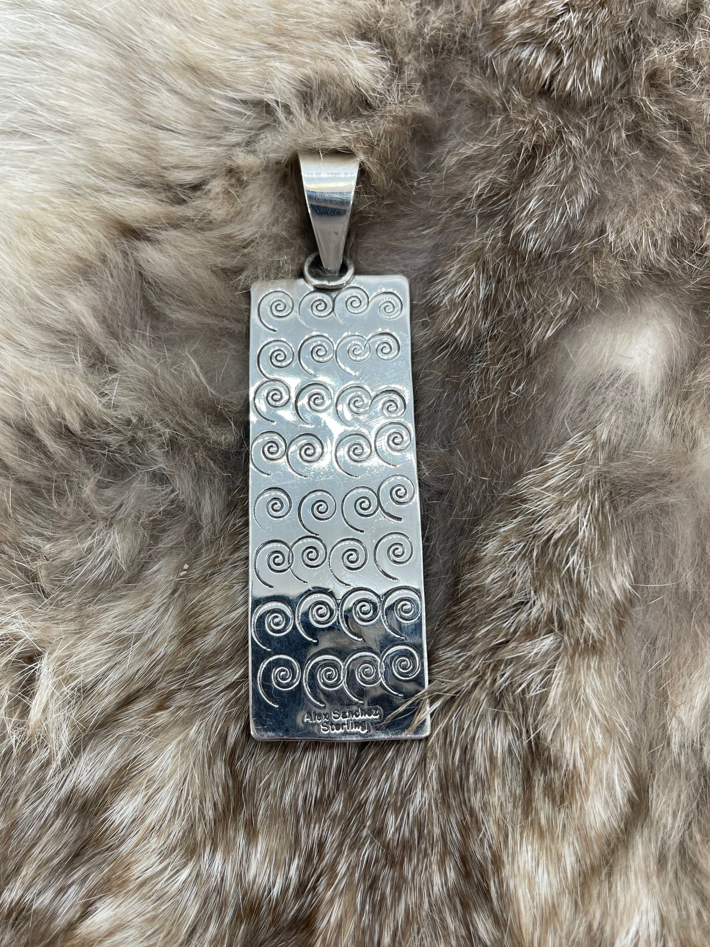 Kingman Web Turquoise Pendant by Alex Sanchez, Navajo