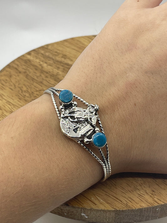 Blue Barrel Racer Cuff by Marie Bahe, Navajo