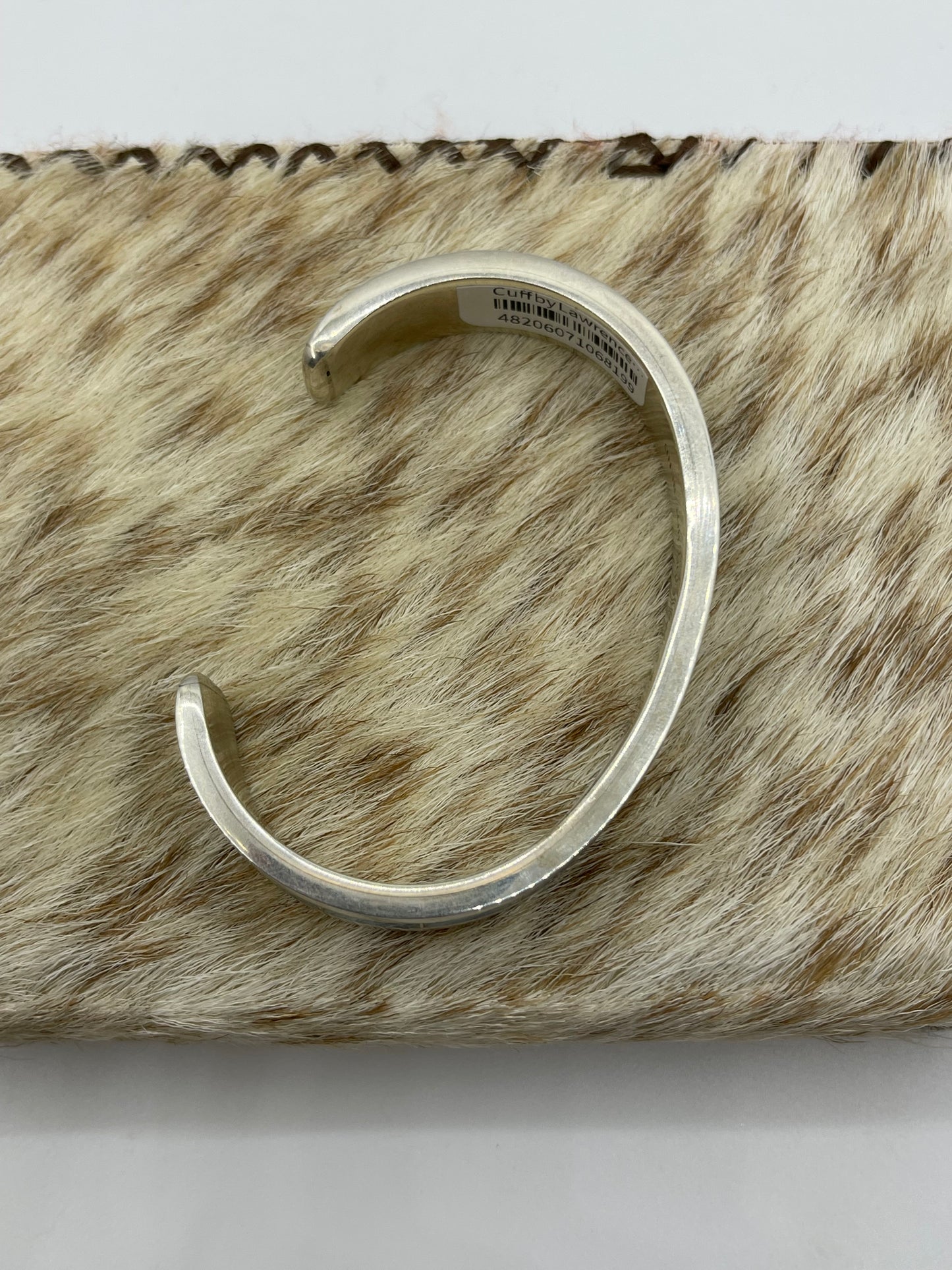 7 1/4" Turquoise Inlay Zig Zag Cuff by Lawrence Loretto, Zuni