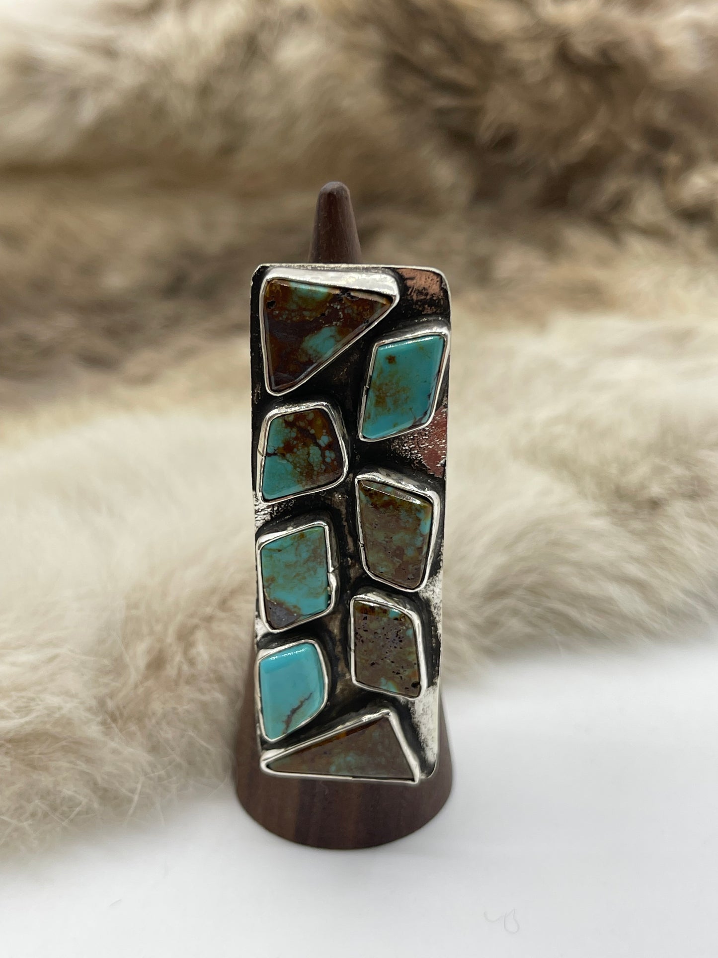8 Stone #8 Turquoise Adjustable 6.0-9.0 Ring by Jude Candelaria, Zuni