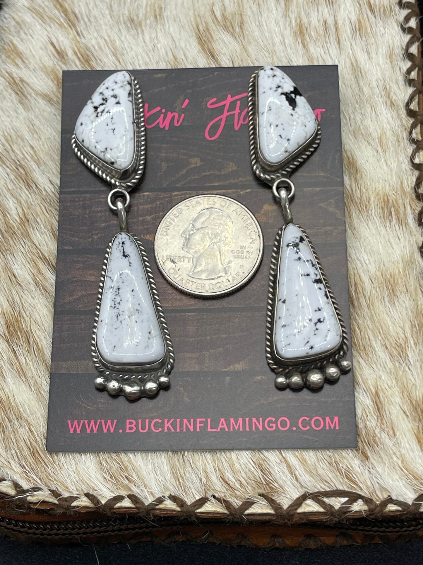 White Buffalo Double Dangle Earrings