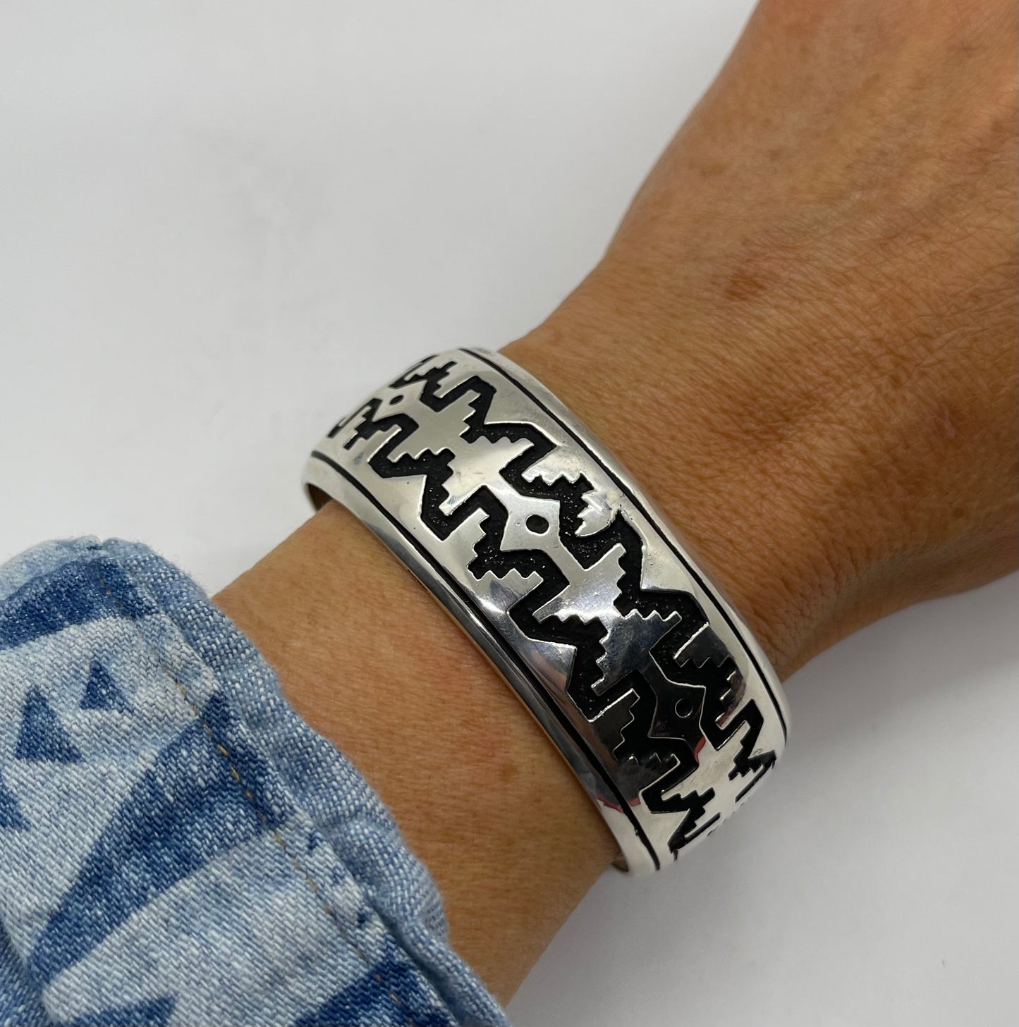 6"-7 1/4" Stamped Sterling Silver Cuff by Tommy and Rose Singer, Navajo