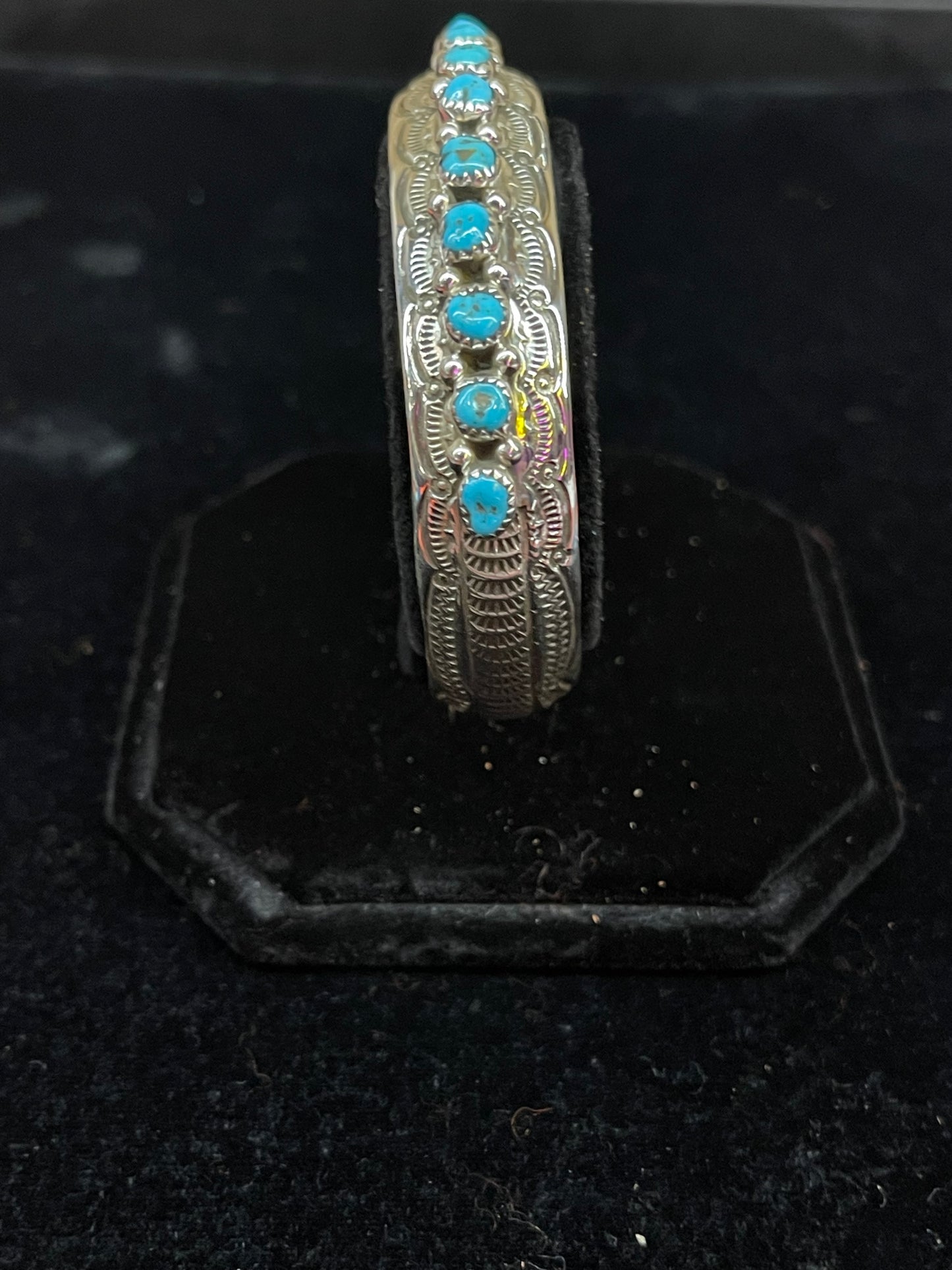 Turquoise Stone Cuff Bracelet by Glen & Irene Sandoval