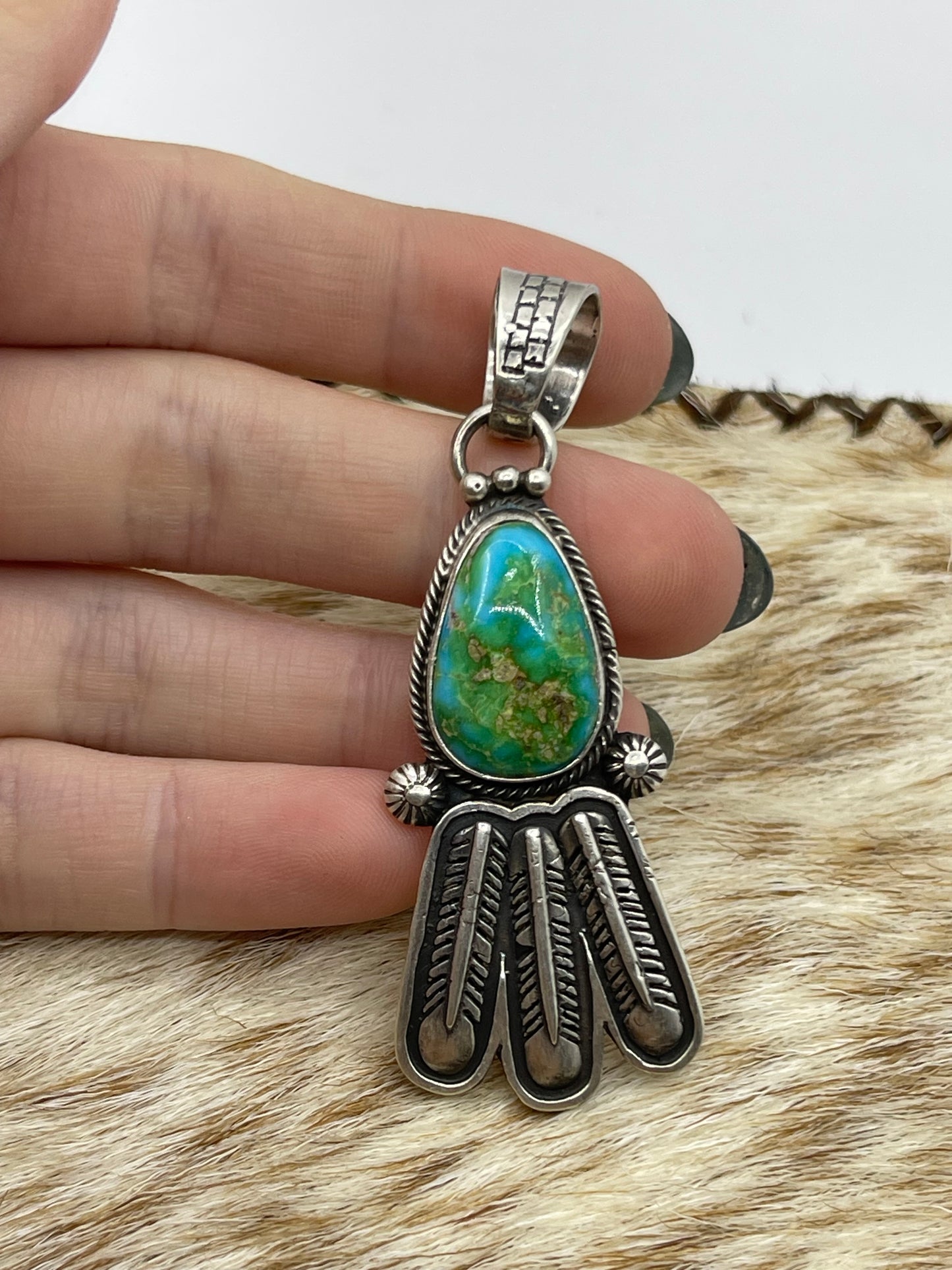 Sonoran Gold Turquoise Fam Pendant with a 10mm Bale