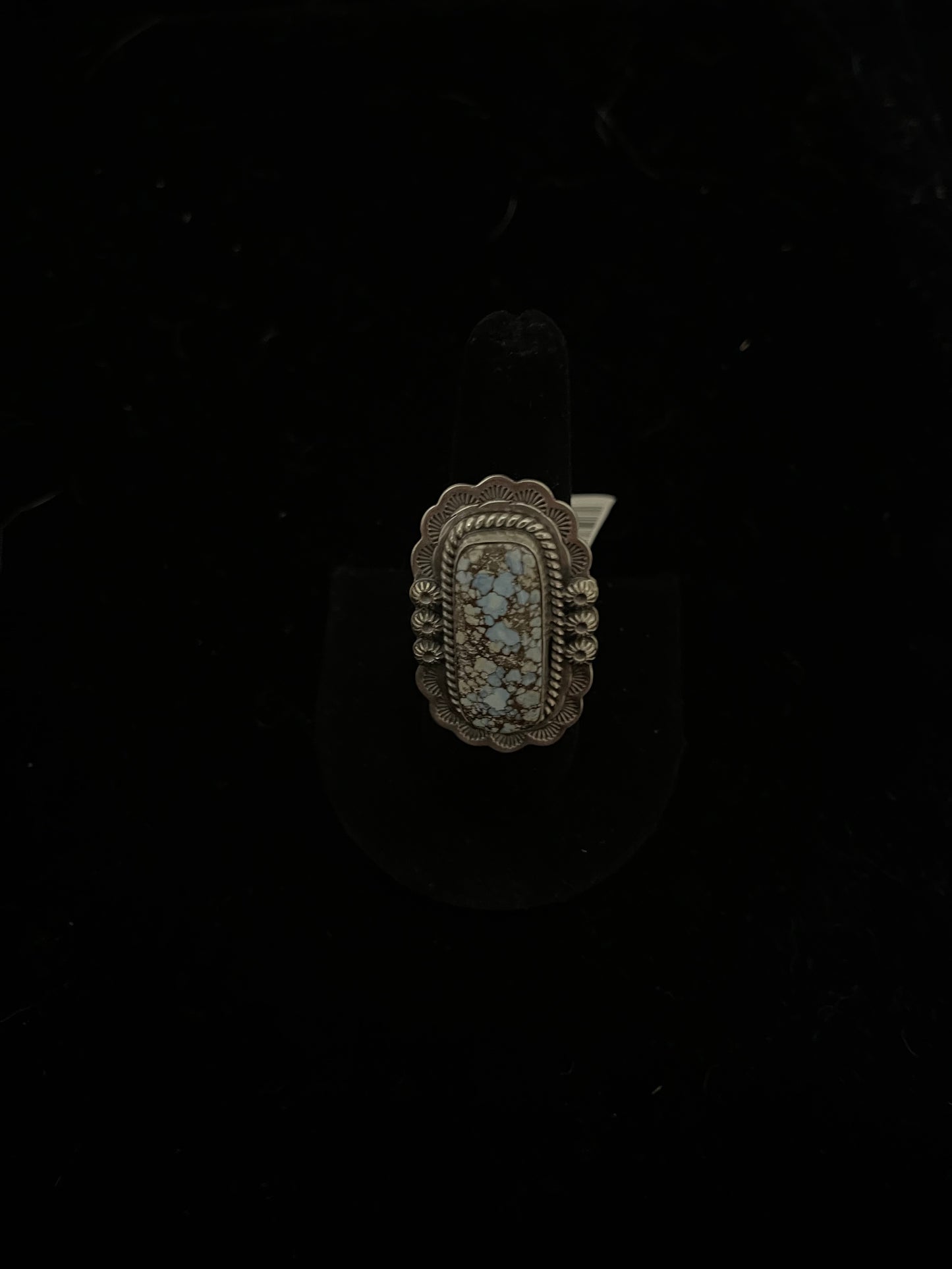 8.0 Golden Hills Turquoise Rectangle Ring by J. Piaso, Navajo