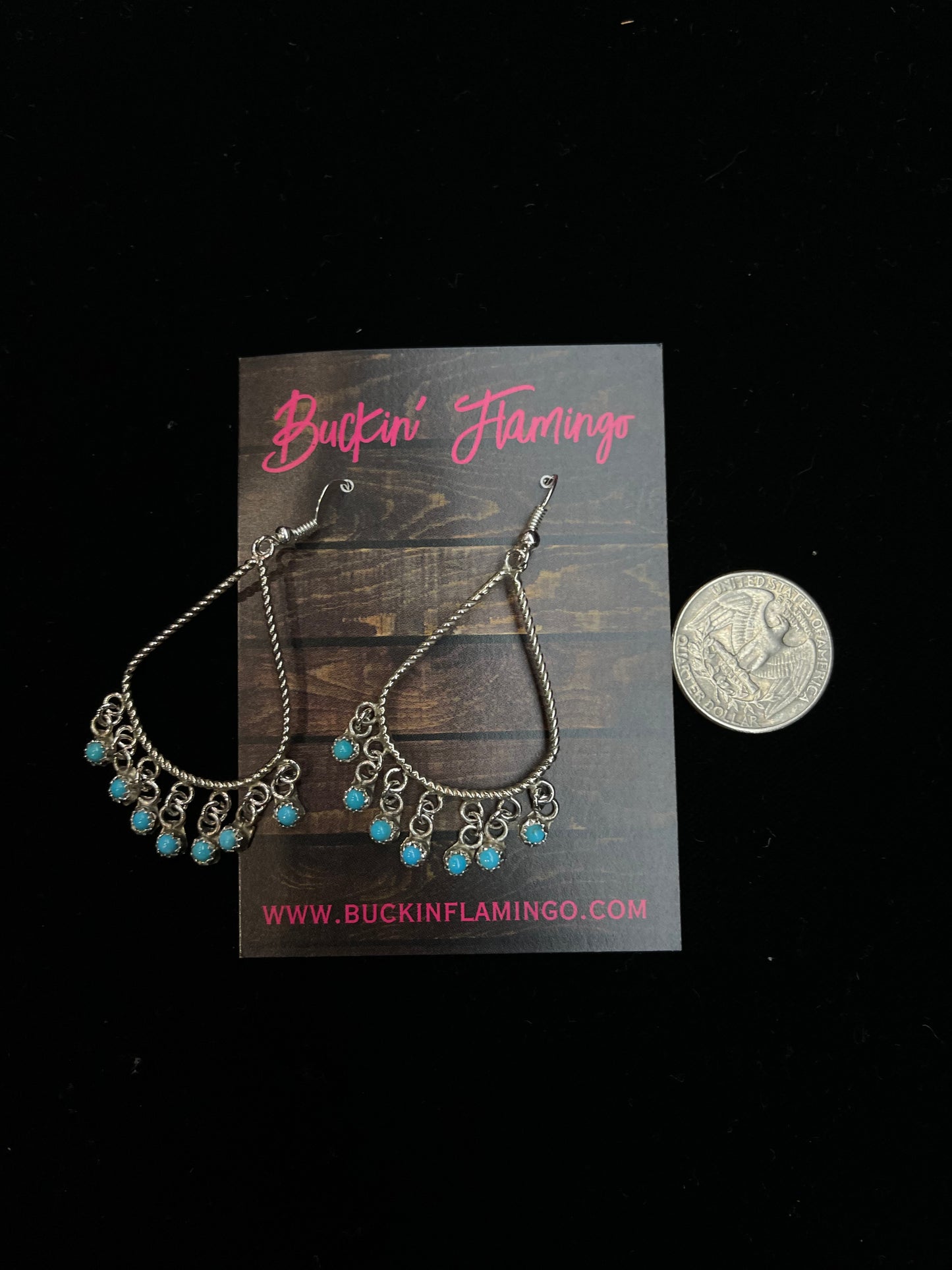 Teardrop Turquoise Dangle Lightweight Earrings by Sylvia Chee, Navajo