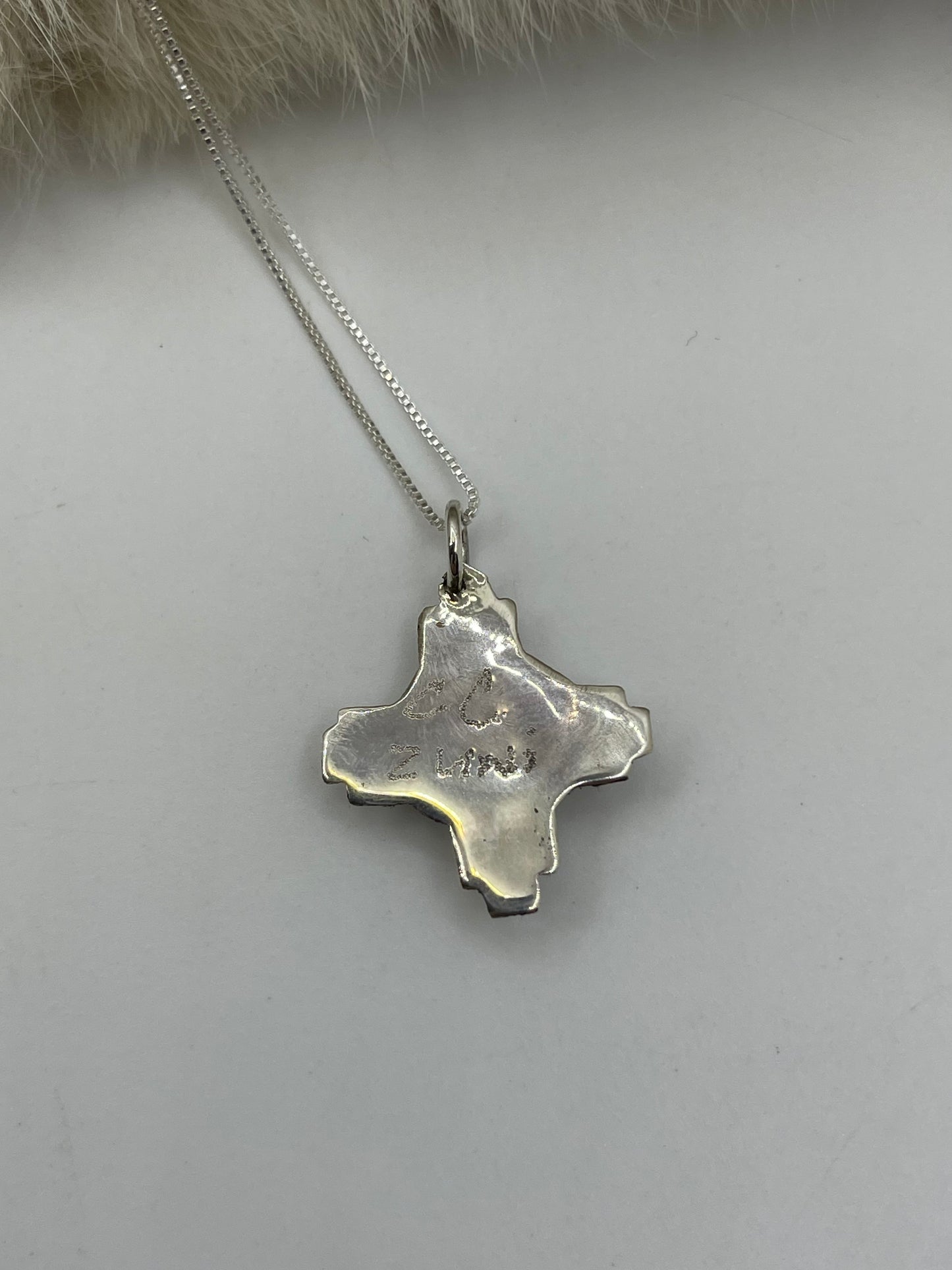 18” Chain and Zia Symbol with Zuni Sunday Pendant by Clifford Cheama, Zuni
