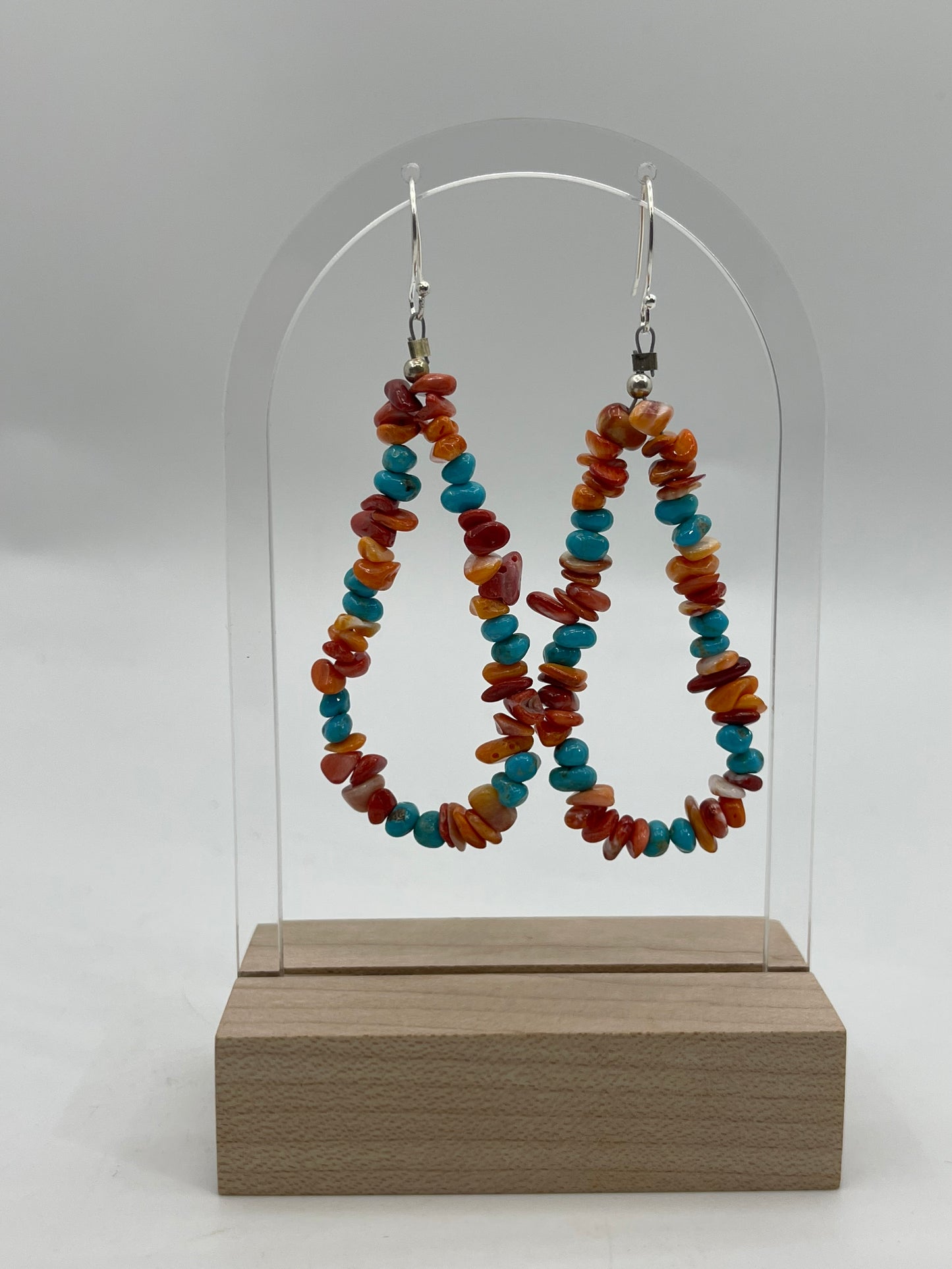 Spiny Oyster Shell and Sleeping Beauty Turquoise Chunky Teardrop Earrings