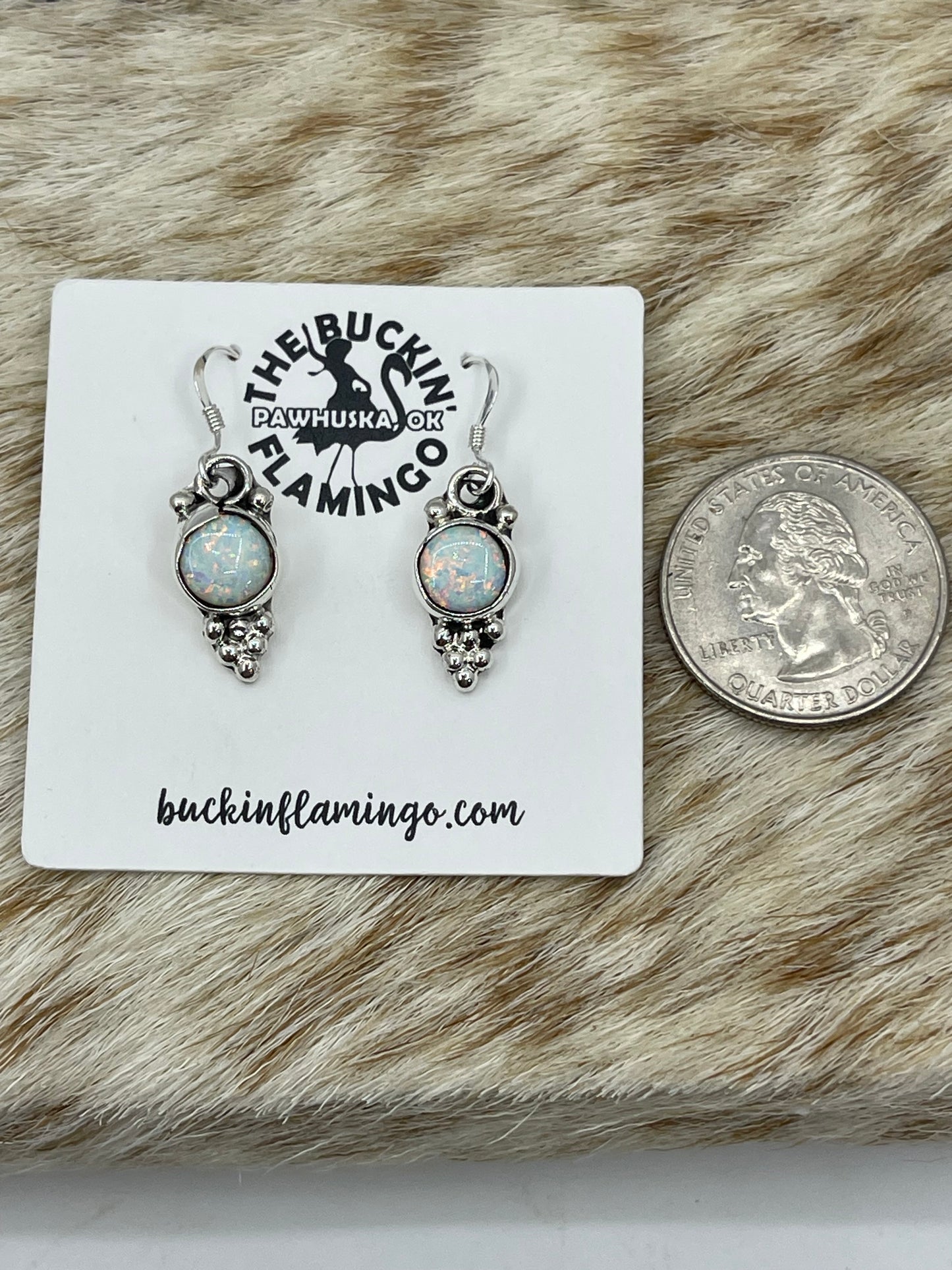 White Opal Dangle Earrings by Jerryson Henio, Navajo