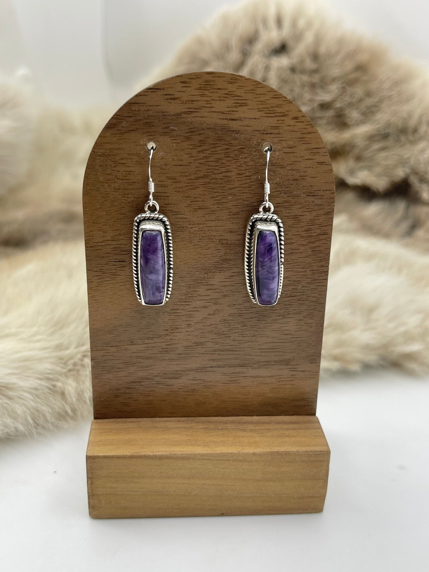 CHAROITE DANGLE EARRINGS BY TOM DINESTO, NAVAJO