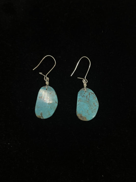 Turquoise Slab Earrings by Raymond Tenorio, Santo Domingo